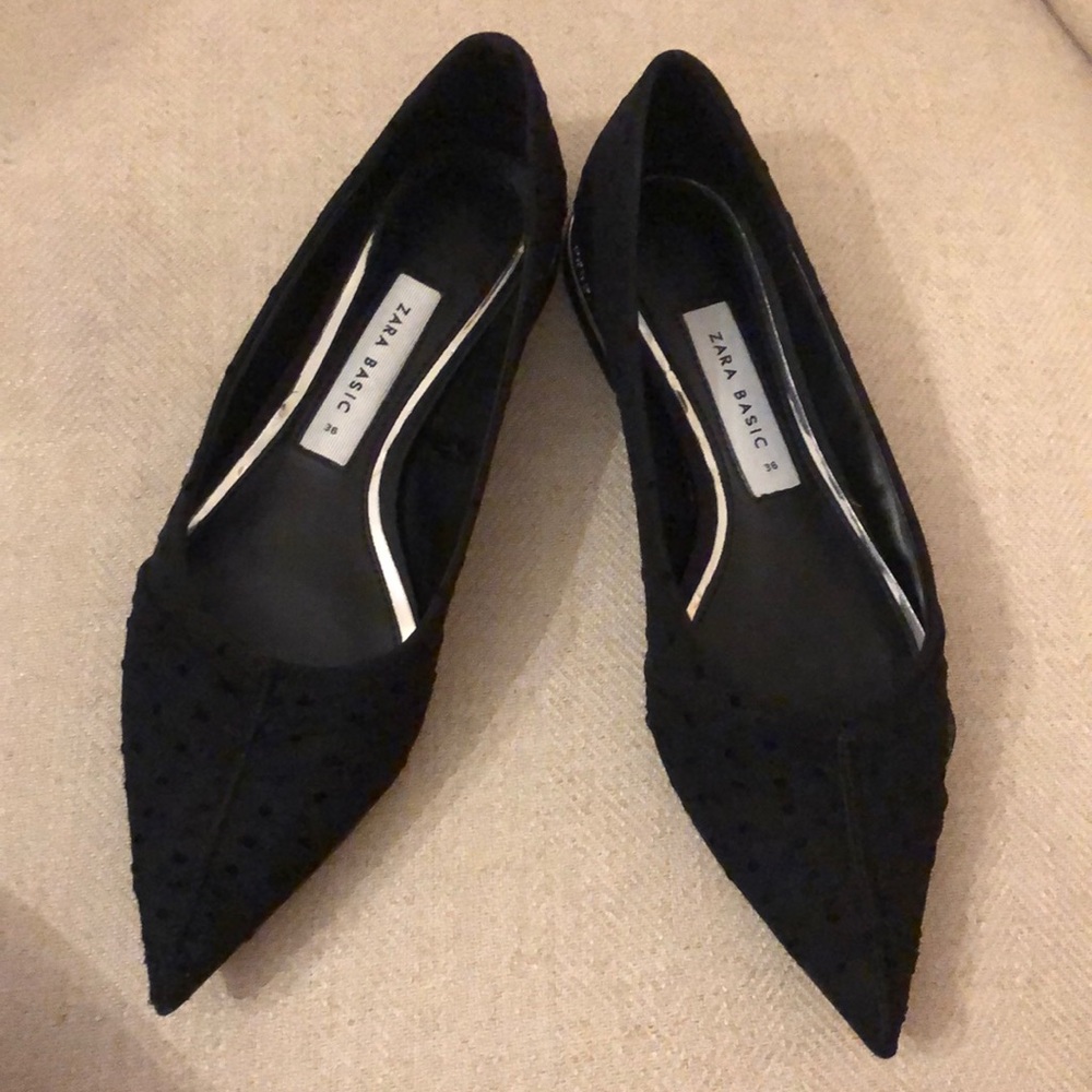 NWOT Zara Basics Collection Black Mesh Flats